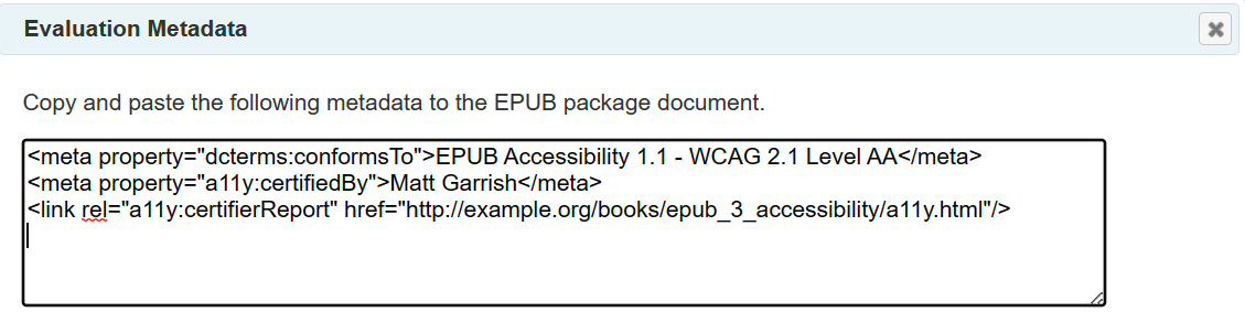 EPUB 3 evaluation metadata tags
