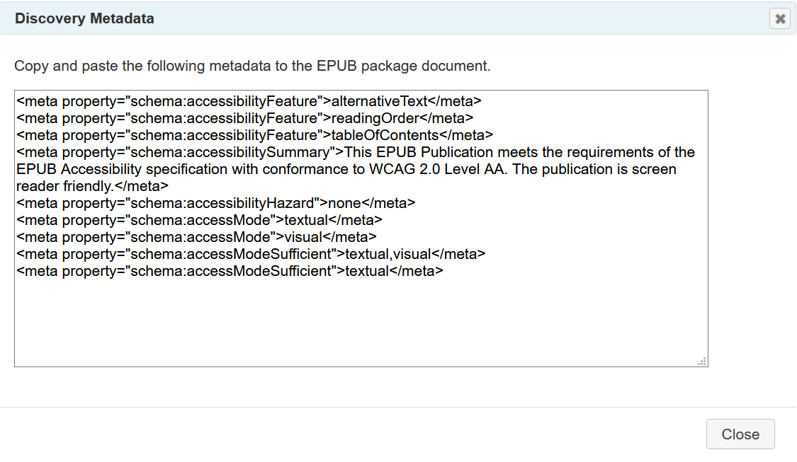 EPUB 3 discovery metadata tags